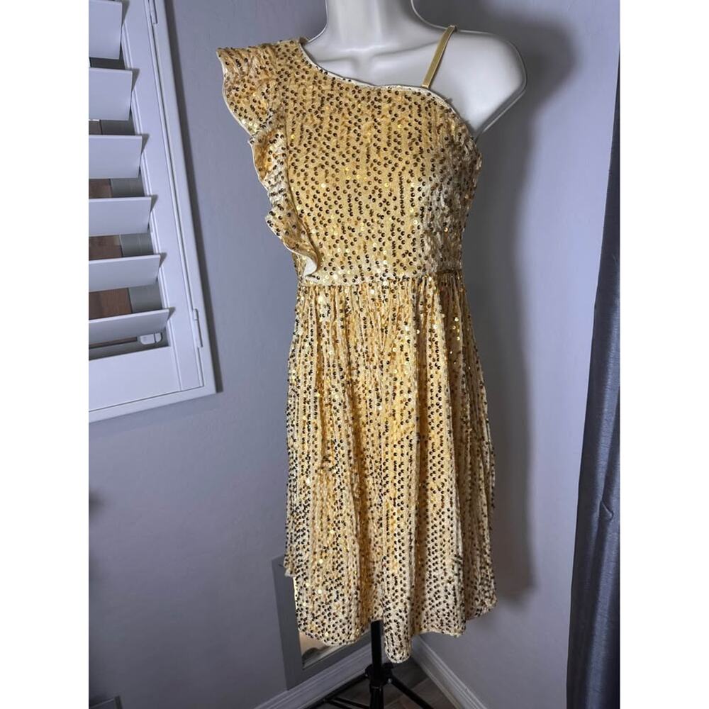 NWOT: Grace Karin Girls Gold Sequin Party Dress; holiday; wedding;‎ special day